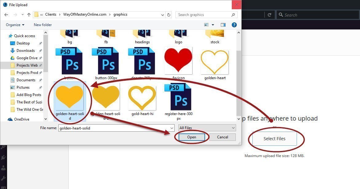 Step 3: Uploading a new file from your computer