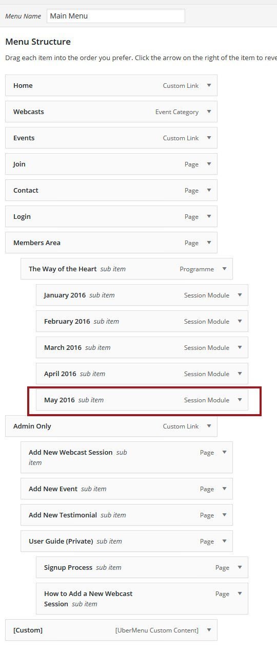 Step 4a: The new menu items correctly placed:
